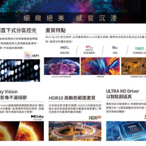 【聲寶】65吋TV 4K MINI QLED轟天雷QM-65MI3200