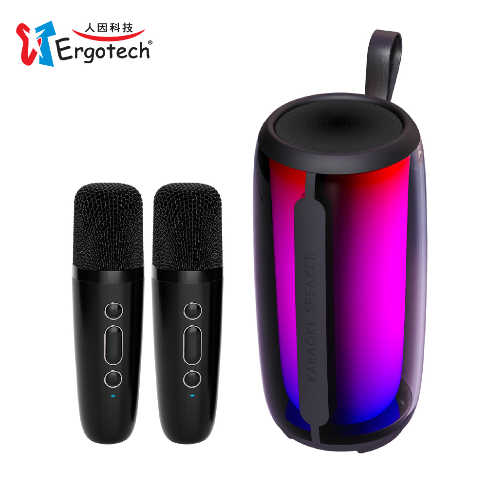 【ERGOELITE】KS30 360度炫彩聲光對唱藍牙音響-66mm喇叭單體+2.5吋 超重低音震膜