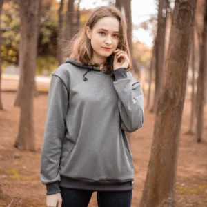 【DoDo機能服飾】中性款撞色保暖帽T-深灰