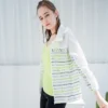 【DoDo機能服飾】女款印花風衣外套 - 黃綠格紋印花