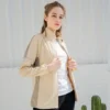 【DoDo機能服飾】女款可拆袖式彈性防風運動外套-淺卡其