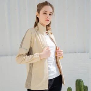 【DoDo機能服飾】女款可拆袖式彈性防風運動外套-淺卡其